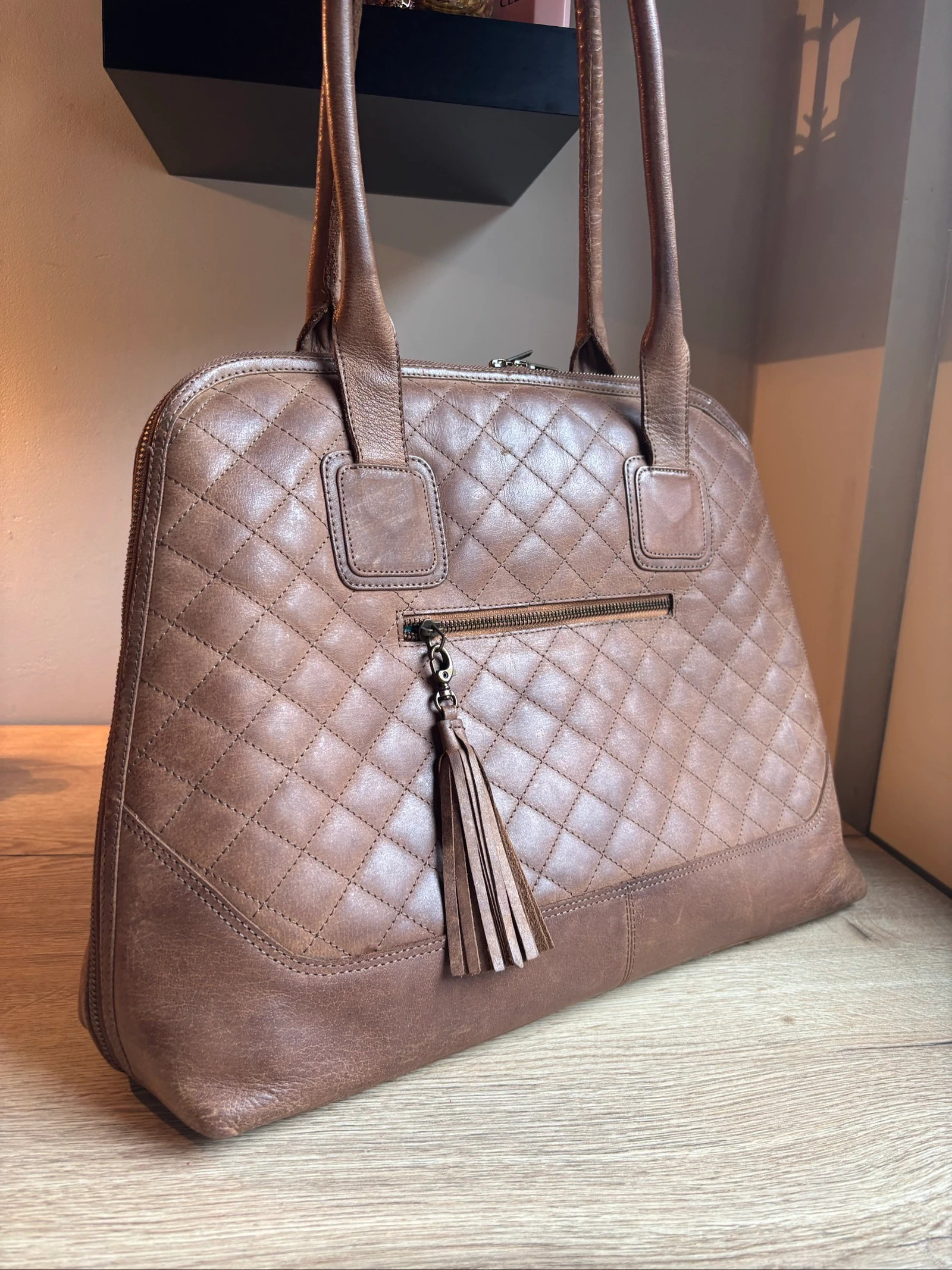 Driest van Zijtveld Genuine Leather Laptop Work Bag Brown